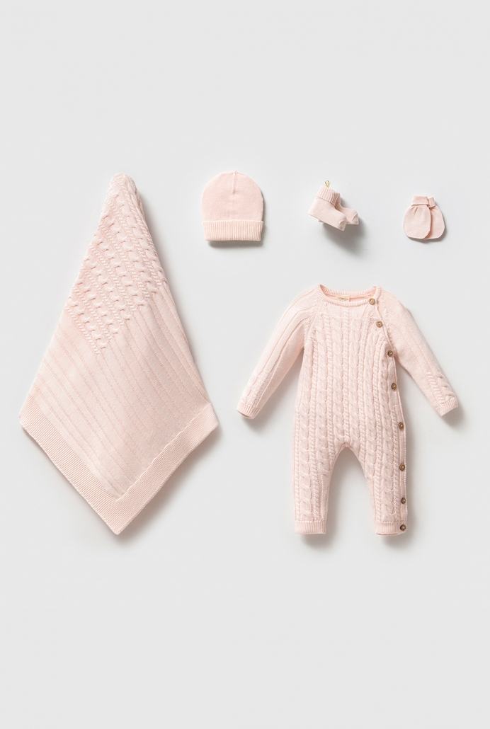 8293N UNISEX 0-3 AY GOTS 5Lİ SET PEMBE