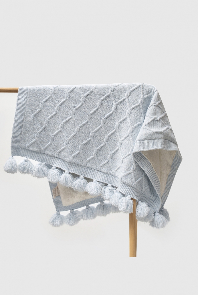 8306N UNISEX 85X100 CM PÜSKÜLLÜ BATTANİYE MAVİ