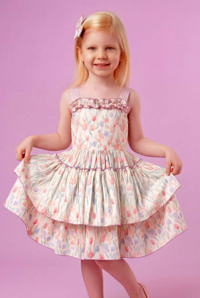Lale Desen Kız Çocuk Elbisesi ve Tokası