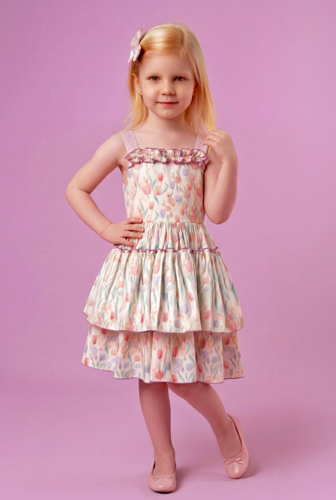 Lale Desen Kız Çocuk Elbisesi ve Tokası