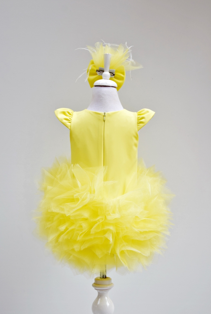 Mendil Etek Sarı Tütü Çocuk Elbisesi ve Saç Tokası